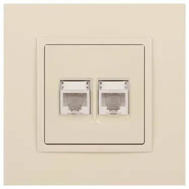 Розетка 2хRJ45, Эра Elegance, сл.кость, 14-3108-02
