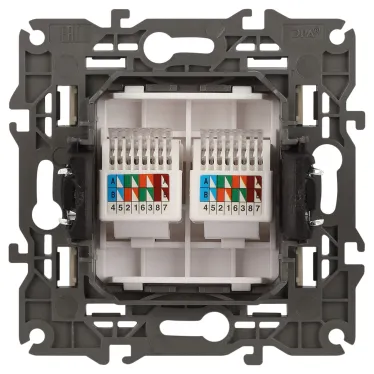 Розетка 2хRJ45, Эра Elegance, сл.кость, 14-3108-02
