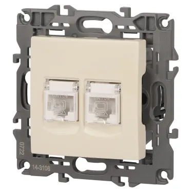 Розетка 2хRJ45, Эра Elegance, сл.кость, 14-3108-02