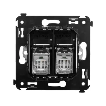 Avanti Компьютерная розетка RJ-45 в стену, кат.5e двойная экранированная,, Черный матовый