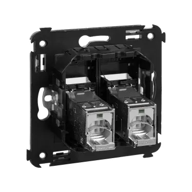 Avanti Компьютерная розетка RJ-45 в стену, кат.5e двойная экранированная,, Черный матовый