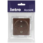 Розетка Intro Accent 6-202-10 2P+E Schuko, 16А-250В, IP20, СУ, венге