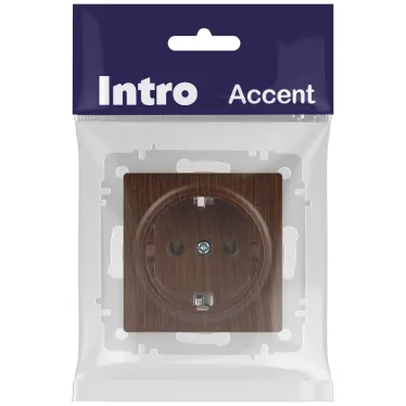 Розетка Intro Accent 6-202-10 2P+E Schuko, 16А-250В, IP20, СУ, венге