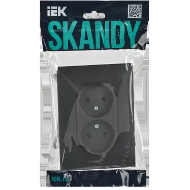 SKANDY Розетка 2-местная без заземления без защитных шторок 10А в сборе SK-R10T титан IEK