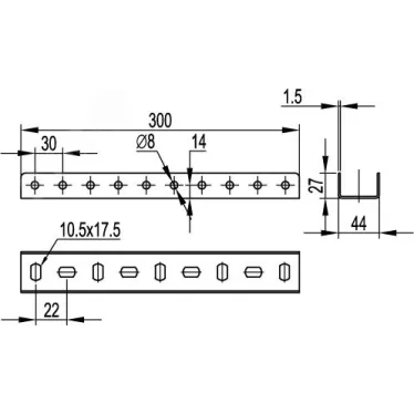 Соединитель П-образного профиля PSL/PSM L-300 цинк-ламельный