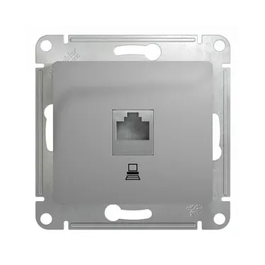 GLOSSA Розетка компьютерная RJ45 категория 5е в рамку алюминий