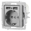 Розетка Intro Accent 6-410-03 , P+E Schuko со шторками, 16А-250В + 2хUSB, IP20, СУ, алюминий