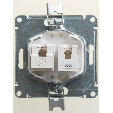 GLOSSA Розетка двойная RJ11+RJ45 категория 5E перламутр в рамку
