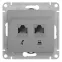 GLOSSA Розетка телефон/компьютер RJ11+RJ45 категория 5е в рамку алюминий