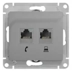 GLOSSA Розетка телефон/компьютер RJ11+RJ45 категория 5е в рамку алюминий