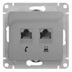 GLOSSA Розетка телефон/компьютер RJ11+RJ45 категория 5е в рамку алюминий