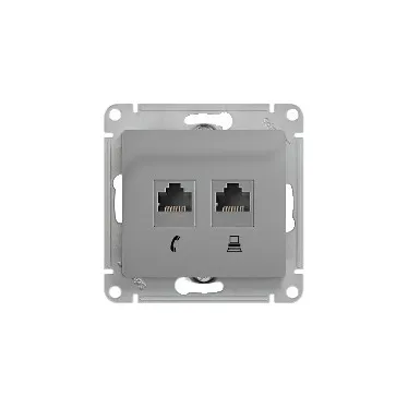 GLOSSA Розетка телефон/компьютер RJ11+RJ45 категория 5е в рамку алюминий