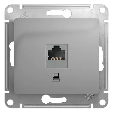 GLOSSA Розетка компьютерная RJ45 категория 5е в рамку алюминий