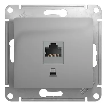 GLOSSA Розетка компьютерная RJ45 категория 5е в рамку алюминий