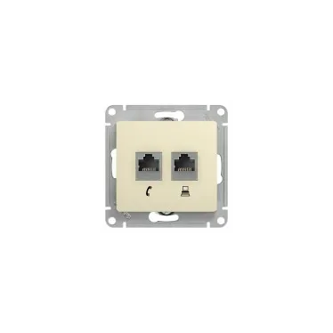 GLOSSA Розетка телефон/компьютер RJ11+RJ45 категория 5е в рамку бежевая