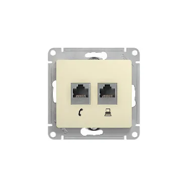 GLOSSA Розетка телефон/компьютер RJ11+RJ45 категория 5е в рамку бежевая