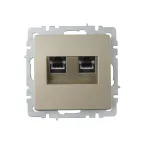 BRITE Розетка компьютерная двойная RJ45 кат.6 РК11-2-БрШ шампань IEK