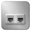 Розетка BLANCA наружная двойная компьютерная RJ45+телефонная RJ11, кат.5e, с изолирующей пластиной, алюминий