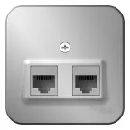 Розетка BLANCA наружная двойная компьютерная RJ45+телефонная RJ11, кат.5e, с изолирующей пластиной, алюминий