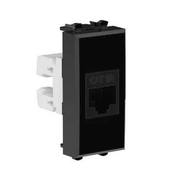 Avanti Компьютерная розетка RJ-45 без шторки модульная, кат.6А, Черный квадрат, 1 модуль