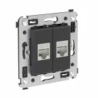Avanti Компьютерная розетка RJ-45 без шторки в стену, кат.6 двойная экранированная, Черный матовый