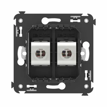 Avanti Компьютерная розетка RJ-45 без шторки в стену, кат.6 двойная экранированная, Черный матовый