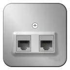 Розетка BLANCA наружная двойная компьютерная RJ45, кат.5e, с изолирующей пластиной, алюминий