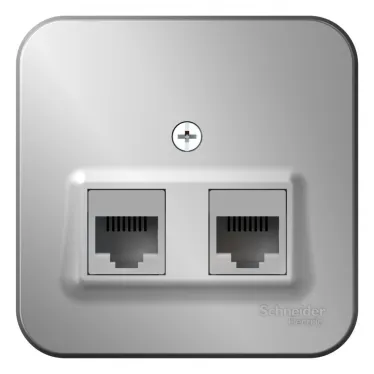 Розетка BLANCA наружная двойная компьютерная RJ45, кат.5e, с изолирующей пластиной, алюминий