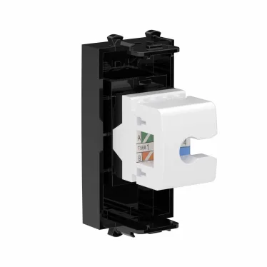 Avanti Компьютерная розетка RJ-45 без шторки модульная, кат.6А, Черный квадрат, 1 модуль