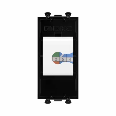 Avanti Компьютерная розетка RJ-45 без шторки модульная, кат.6А, Черный квадрат, 1 модуль