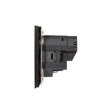 Розетка ROUND одинарная с/з скрытой установки з/ш 16А с USB A+C быстрой зарядки 5В/3А механизм оникс