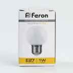 Лампа светодиодная LED 1вт Е27 белый 2700К (шар)