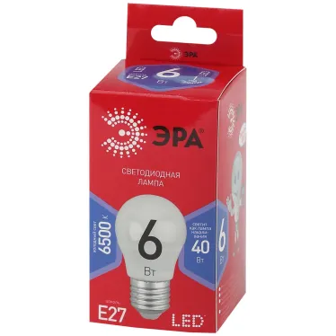 Лампа светодиодная LED P45-6W-865-E27 R (диод, шар, 6Вт, хол, E27) (10/100/3600)