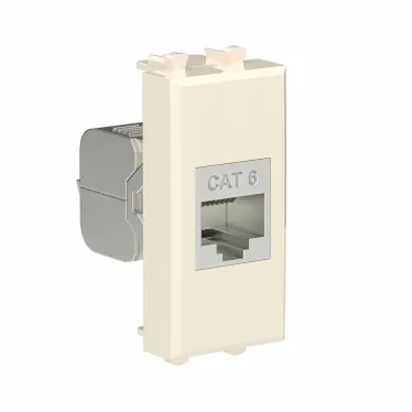 Avanti Компьютерная розетка RJ-45 без шторки модульная, кат.6 экранированная, Ванильная дымка, 1 модуль