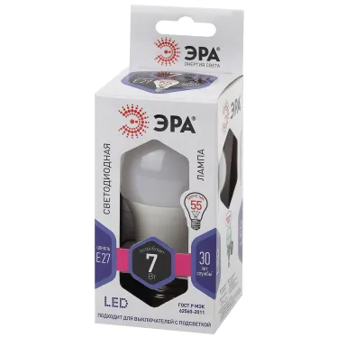 Лампа светодиодная LED A60-7W-860-E27 (диод, груша, 7Вт, хол, E27) (10/100/1500)