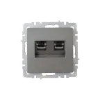 BRITE Розетка компьютерная двойная RJ45 кат.6 РК11-2-БрС сталь IEK