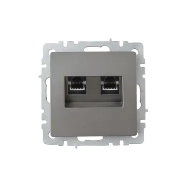 BRITE Розетка компьютерная двойная RJ45 кат.6 РК11-2-БрС сталь IEK