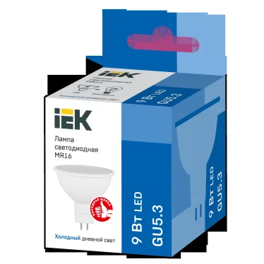 Лампа светодиодная MR16 софит 9Вт 230В 6500К GU5.3 IEK
