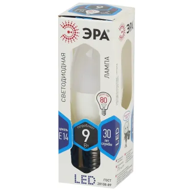 Лампа светодиодная Е14 9Вт свеча нейтральный белый свeт STD LED B35-9W-840-E14 E14 ЭРА