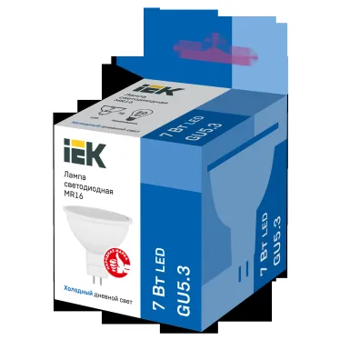 Лампа светодиодная MR16 софит 7Вт 230В 6500К GU5.3 IEK