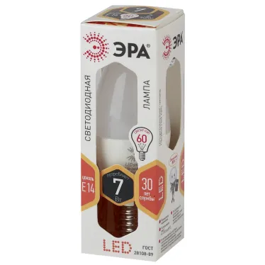 Лампа светодиодная LED B35-7W-827-E14 (диод, свеча, 7Вт, тепл, E14)