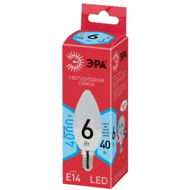 Лампа светодиодная RED LINE LED B35-6W-840-E14 R E14 / Е14 6 Вт свеча нейтральный белый свет