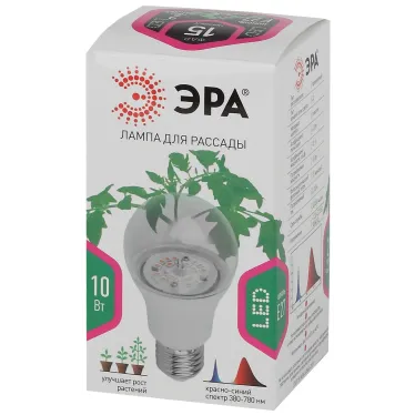 Лампа светодиодная лампа для рассады тип А60, 10 Вт, 220-240V FITO-10W-RB-E27-K