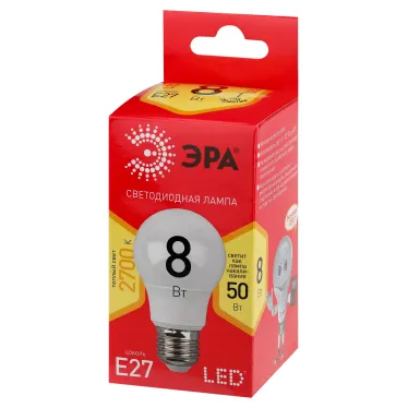 Лампа светодиодная 8 Вт груша теплый белый свет RED LINE LED A55-8W-827-E27 R Е27 / E27 ЭРА