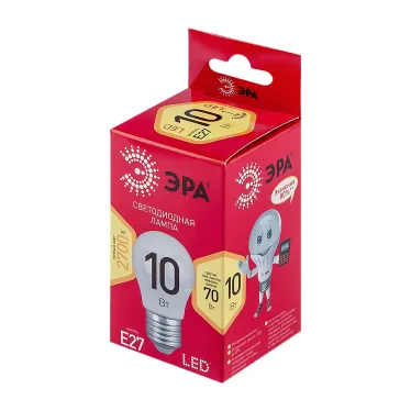 Лампа светодиодная LED 10 Вт 800Лм 2700К шар теплый E27 220-240В LED P45-10W-827-E27 Red Line