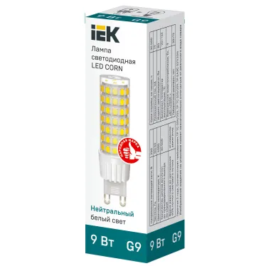 Лампа светодиодная CORN капсула 9Вт 230В 4000К керамика G9 IEK