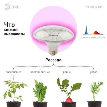 Лампа для растений FITO-18W-RB-E27