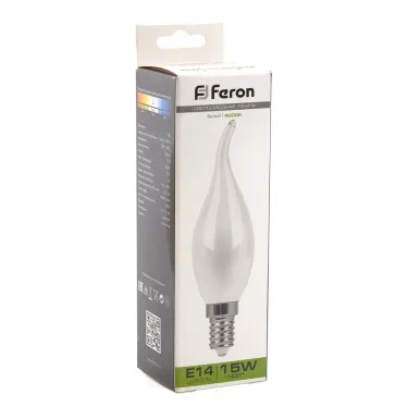Лампа светодиодная LED 15вт Е14 белый матовая свеча на ветру FILAMENT