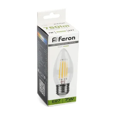 Лампа светодиодная LED 7вт Е27 белый свеча FILAMENT