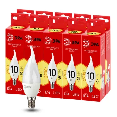 Лампа светодиодная RED LINE LED BXS-10W-827-E14 R E14 / Е14 10Вт свеча на ветру теплый белый свет